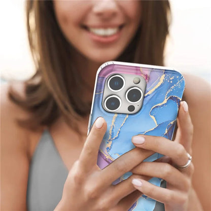 For iPhone 15 Pro Case GW18 IMD Marble Pattern PC+TPU Phone Cover