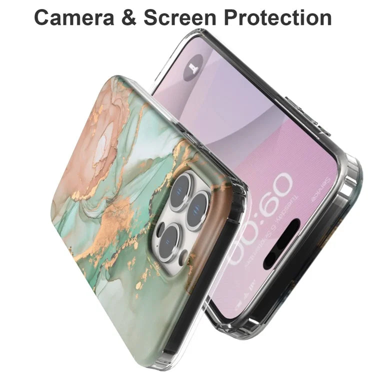 For iPhone 15 Pro Case GW18 IMD Marble Pattern PC+TPU Phone Cover