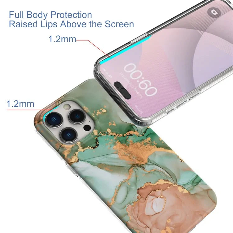 For iPhone 15 Pro Case GW18 IMD Marble Pattern PC+TPU Phone Cover