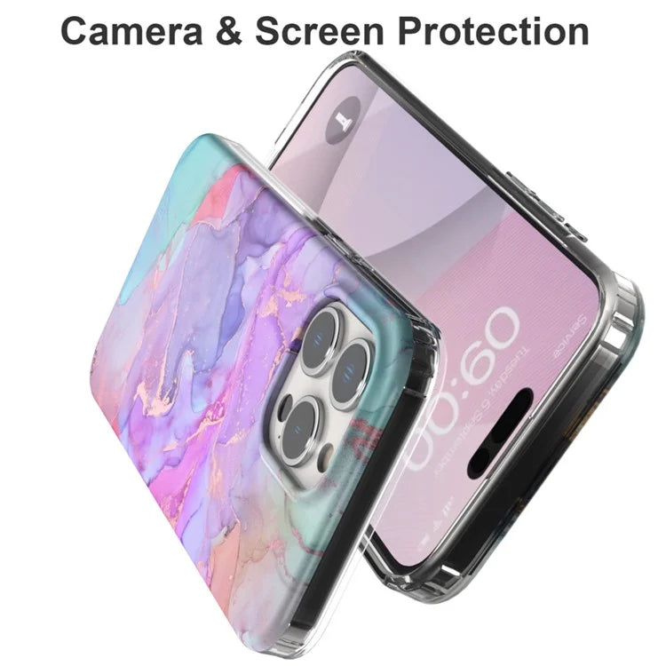 For iPhone 15 Pro Case GW18 IMD Marble Pattern PC+TPU Phone Cover