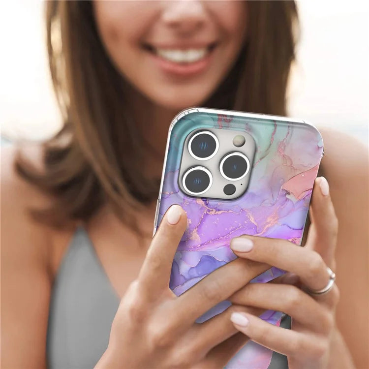 For iPhone 15 Pro Case GW18 IMD Marble Pattern PC+TPU Phone Cover