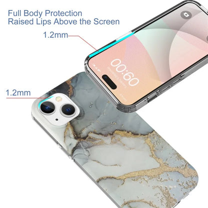 For iPhone 15 Plus Case GW18 PC+TPU IMD Marble Pattern Anti-drop Phone Cover