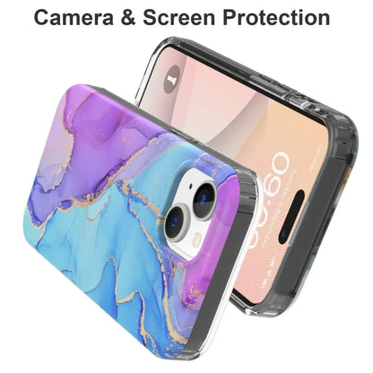 For iPhone 15 Plus Case GW18 PC+TPU IMD Marble Pattern Anti-drop Phone Cover