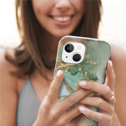 For iPhone 15 Plus Case GW18 PC+TPU IMD Marble Pattern Anti-drop Phone Cover