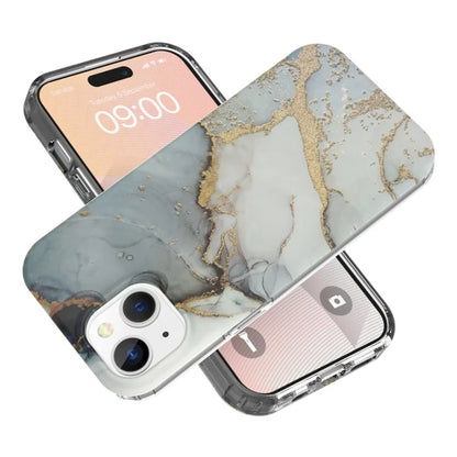 For iPhone 15 Case GW18 PC+TPU IMD Back Shell Marble Pattern Phone Cover