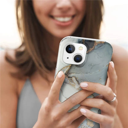 For iPhone 15 Case GW18 PC+TPU IMD Back Shell Marble Pattern Phone Cover