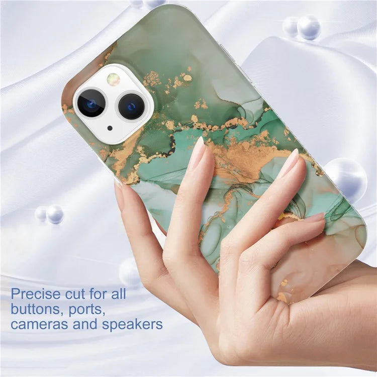 For iPhone 15 Case GW18 PC+TPU IMD Back Shell Marble Pattern Phone Cover