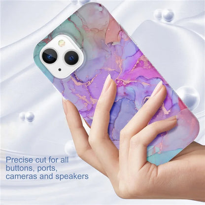 For iPhone 15 Case GW18 PC+TPU IMD Back Shell Marble Pattern Phone Cover