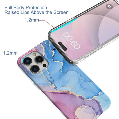 For iPhone 15 Pro Max Case GW18 PC+TPU Shell Marble Pattern IMD Phone Cover