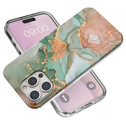 For iPhone 15 Pro Max Case GW18 PC+TPU Shell Marble Pattern IMD Phone Cover