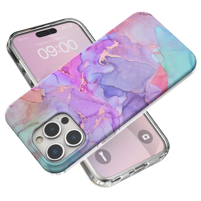 For iPhone 15 Pro Max Case GW18 PC+TPU Shell Marble Pattern IMD Phone Cover