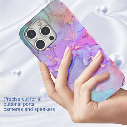 For iPhone 15 Pro Max Case GW18 PC+TPU Shell Marble Pattern IMD Phone Cover