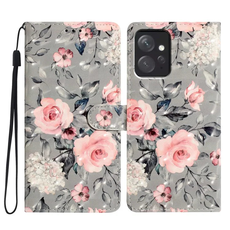 For Xiaomi Redmi Note 12 4G Case Wallet PU Leather 3D Pattern Printed Phone Cover