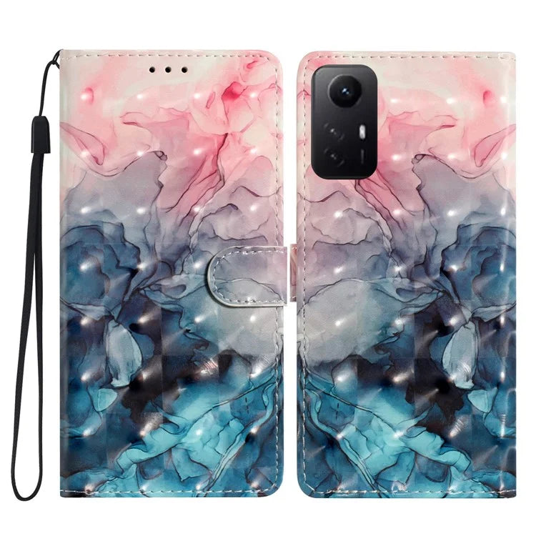 For Xiaomi Redmi Note 12S 4G Case 3D Pattern Print Flip Stand PU Leather Phone Cover