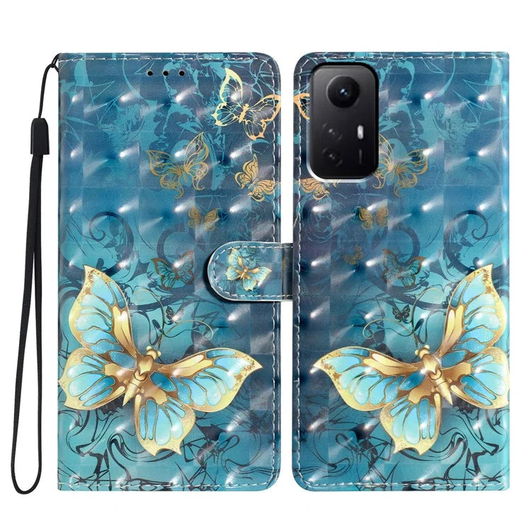 For Xiaomi Redmi Note 12S 4G Case 3D Pattern Print Flip Stand PU Leather Phone Cover