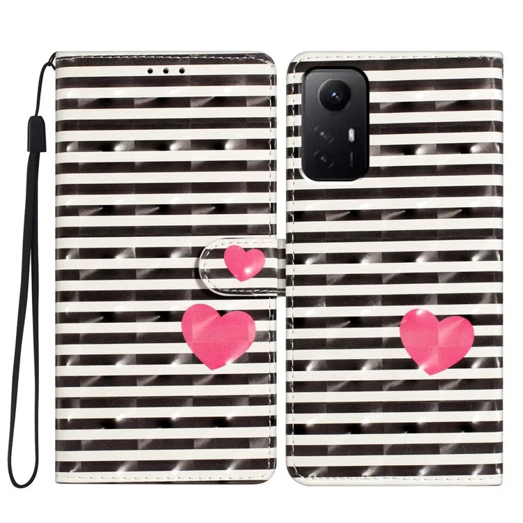 For Xiaomi Redmi Note 12S 4G Case 3D Pattern Print Flip Stand PU Leather Phone Cover