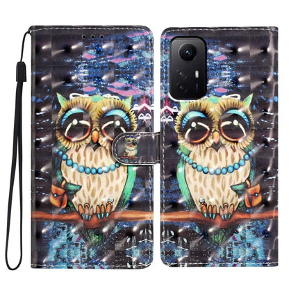 For Xiaomi Redmi Note 12S 4G Case 3D Pattern Print Flip Stand PU Leather Phone Cover