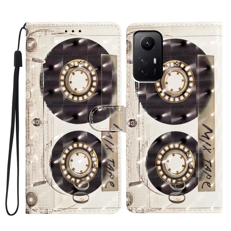 For Xiaomi Redmi Note 12S 4G Case 3D Pattern Print Flip Stand PU Leather Phone Cover