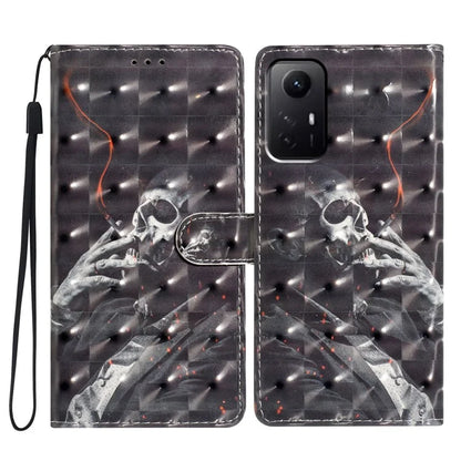 For Xiaomi Redmi Note 12S 4G Case 3D Pattern Print Flip Stand PU Leather Phone Cover