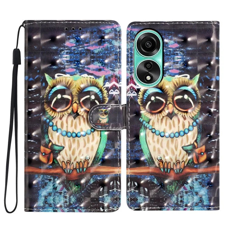 For Oppo A38 4G Case 3D Pattern Print PU Leather Magnetic Clasp Phone Wallet Cover