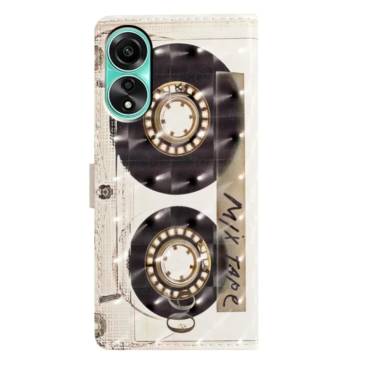 For Oppo A38 4G Case 3D Pattern Print PU Leather Magnetic Clasp Phone Wallet Cover