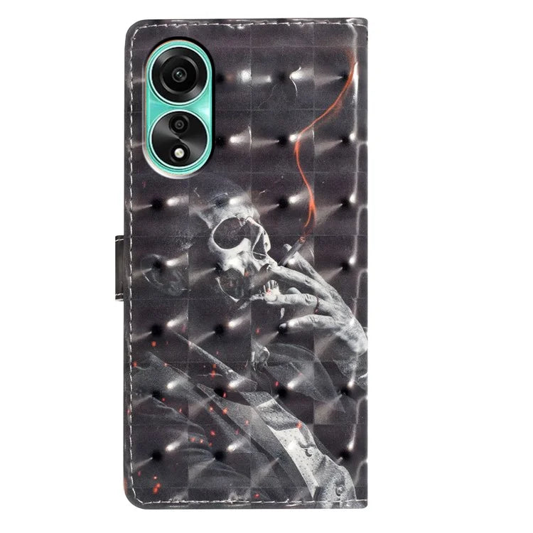 For Oppo A38 4G Case 3D Pattern Print PU Leather Magnetic Clasp Phone Wallet Cover