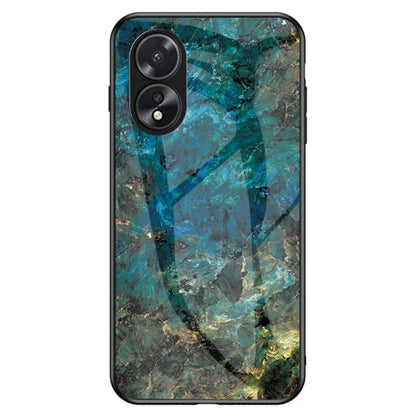 For Oppo A38 4G Case Marble Pattern Tempered Glass+PC+TPU Phone Back Cover