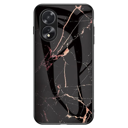 For Oppo A38 4G Case Marble Pattern Tempered Glass+PC+TPU Phone Back Cover