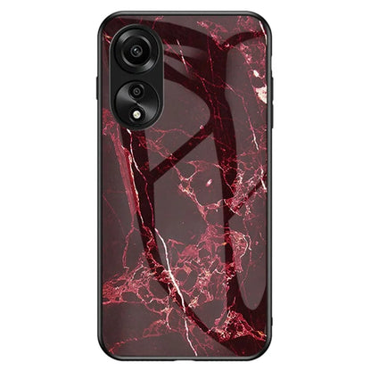 For Oppo A78 4G Cover Marble Design Tempered Glass+PC+TPU Anti-scratch Phone Case