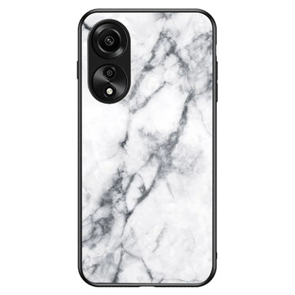 For Oppo A78 4G Cover Marble Design Tempered Glass+PC+TPU Anti-scratch Phone Case