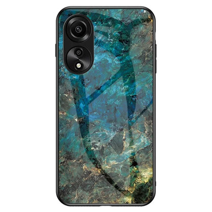 For Oppo A78 4G Cover Marble Design Tempered Glass+PC+TPU Anti-scratch Phone Case