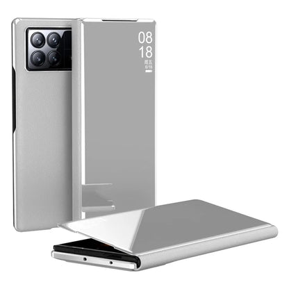 For Xiaomi Mix Fold 3 5G Case PU Leather Mirror Surface View Smart Window Phone Cover