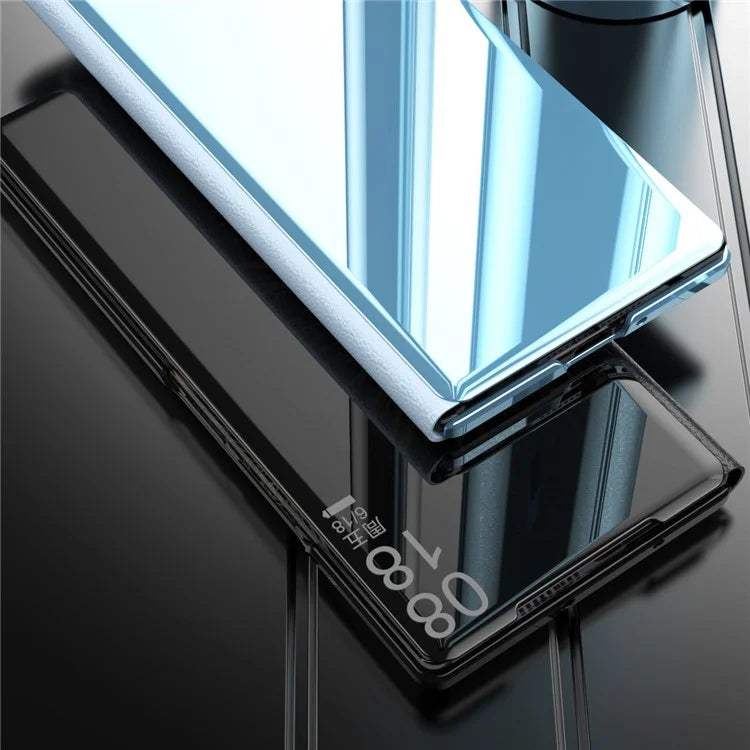 For Xiaomi Mix Fold 3 5G Case PU Leather Mirror Surface View Smart Window Phone Cover