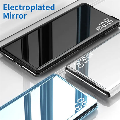 For Xiaomi Mix Fold 3 5G Case PU Leather Mirror Surface View Smart Window Phone Cover