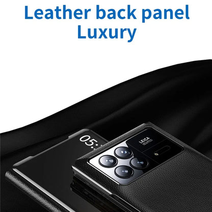 For Xiaomi Mix Fold 3 5G Case Mirror Surface PU Leather View Window Kickstand Phone Cover