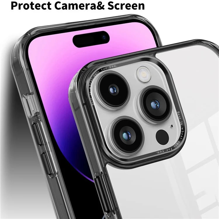 For iPhone 15 Pro Case Back Shell Transparent PC+TPU Phone Cover