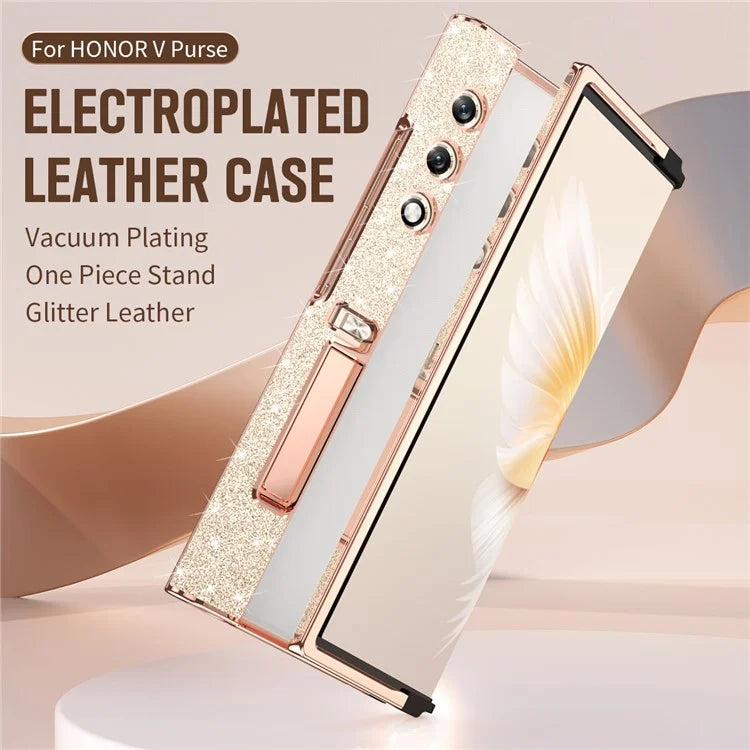 For Honor V Purse Case Glitter Hard PC Folding Phone Cover