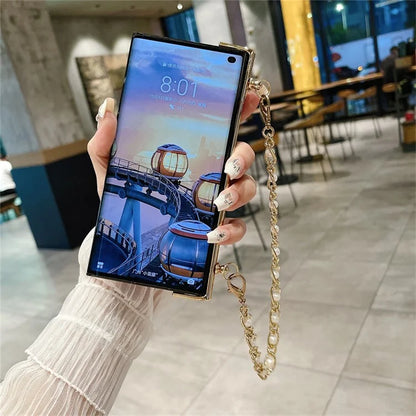 For Honor V Purse Case Hand Chain Bracelet PC+PU Phone Cover