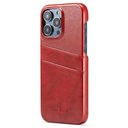 FIERRE SHANN For iPhone 15 Pro Max Case Card Slots Waxy PU Leather+PC Phone Back Cover