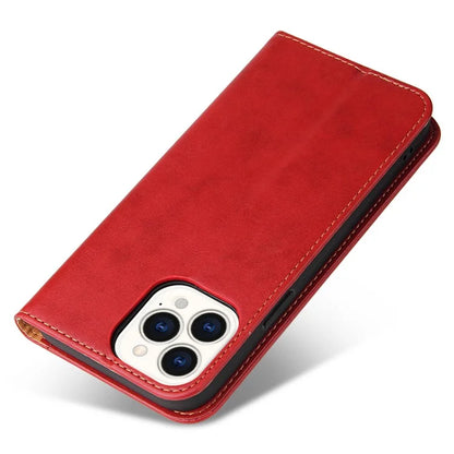 FIERRE SHANN For iPhone 15 Pro Case Magnetic Auto Closing PU Leather Phone Cover