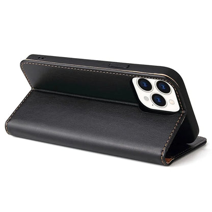 FIERRE SHANN For iPhone 15 Pro Case Magnetic Auto Closing PU Leather Phone Cover