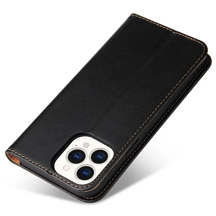 FIERRE SHANN For iPhone 15 Pro Case Magnetic Auto Closing PU Leather Phone Cover