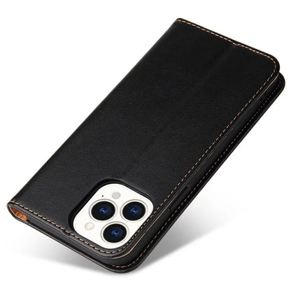 FIERRE SHANN For iPhone 15 Pro Case Magnetic Auto Closing PU Leather Phone Cover
