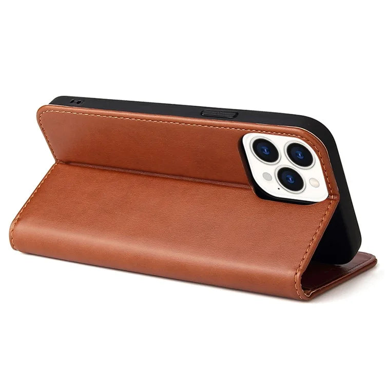 FIERRE SHANN For iPhone 15 Pro Case Magnetic Auto Closing PU Leather Phone Cover