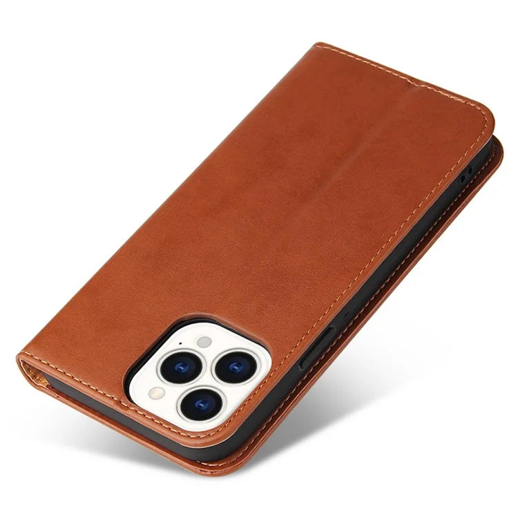 FIERRE SHANN For iPhone 15 Pro Case Magnetic Auto Closing PU Leather Phone Cover