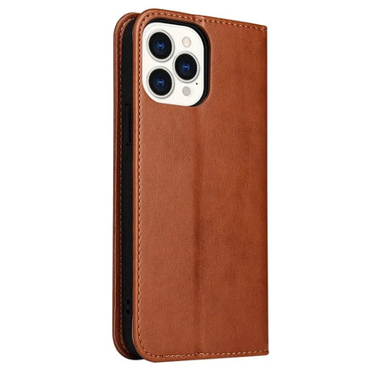 FIERRE SHANN For iPhone 15 Pro Case Magnetic Auto Closing PU Leather Phone Cover