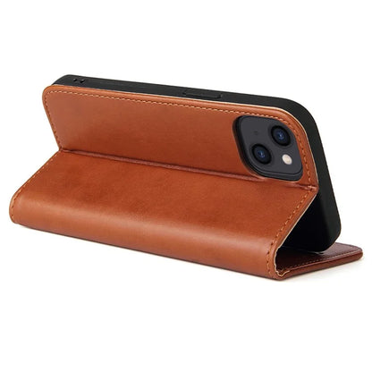 FIERRE SHANN For iPhone 15 Case Stand Wallet PU Leather Phone Cover