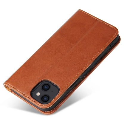 FIERRE SHANN For iPhone 15 Case Stand Wallet PU Leather Phone Cover