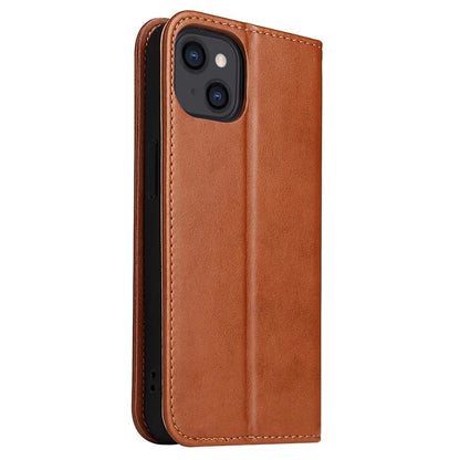 FIERRE SHANN For iPhone 15 Case Stand Wallet PU Leather Phone Cover