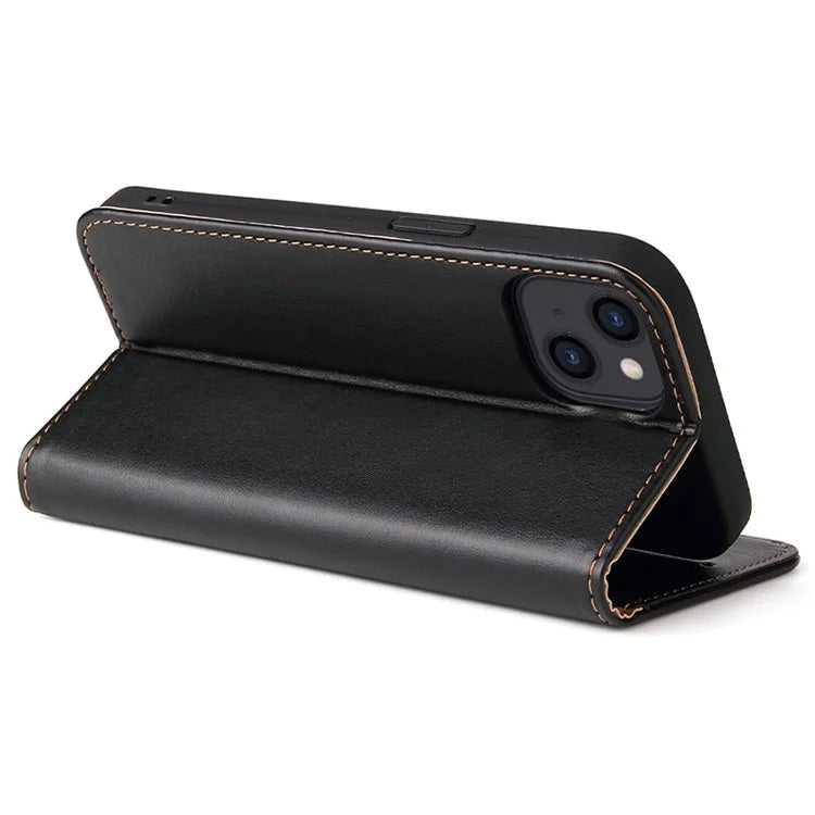 FIERRE SHANN For iPhone 15 Case Stand Wallet PU Leather Phone Cover